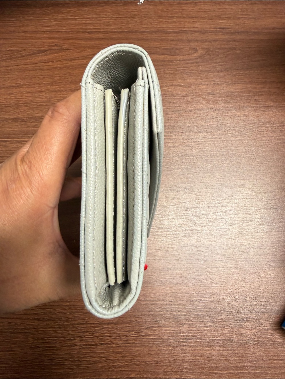 Pristine Saint Laurent Gray Quilted Continental Wallet with Silver YSL Logo - Picture 4 of 9